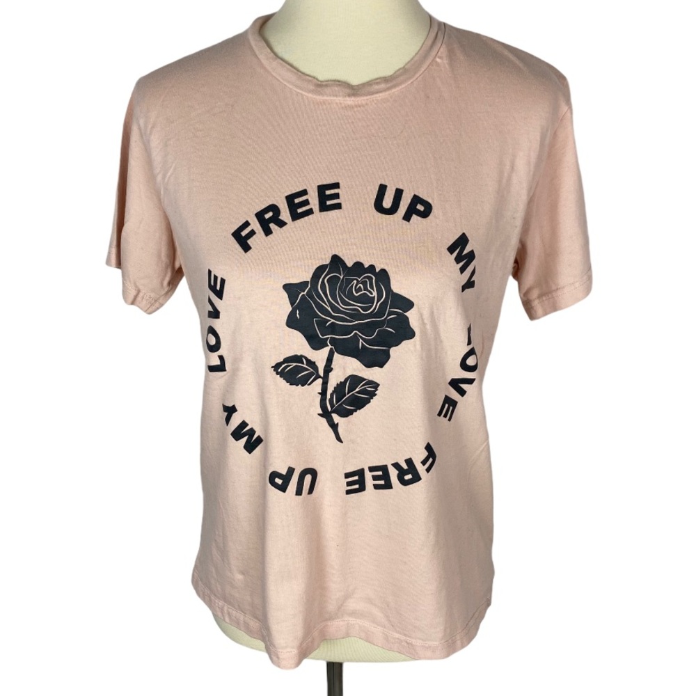 MIA Pastel Pink Free Up My Love Floral Rose Tee